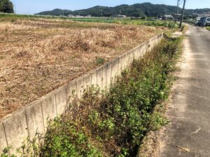 【大自然を感じる多気町西山650万円土地前面擁壁部分】