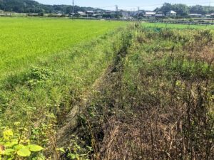 【大自然を感じる多気町西山650万円土地裏の水路部分】